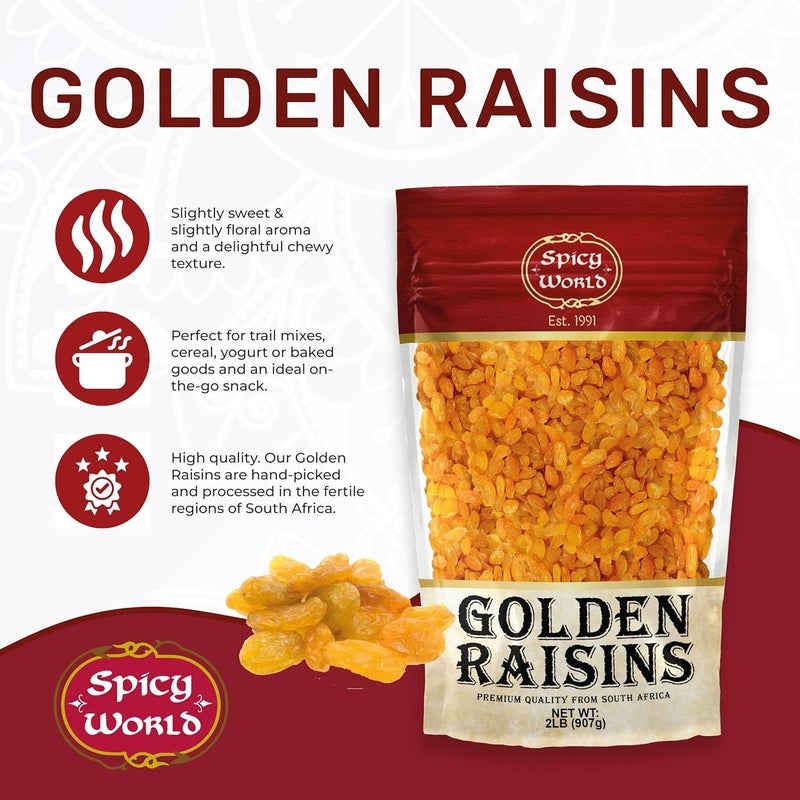 Spicy World Golden Raisins 2 LB Bag - Image 2